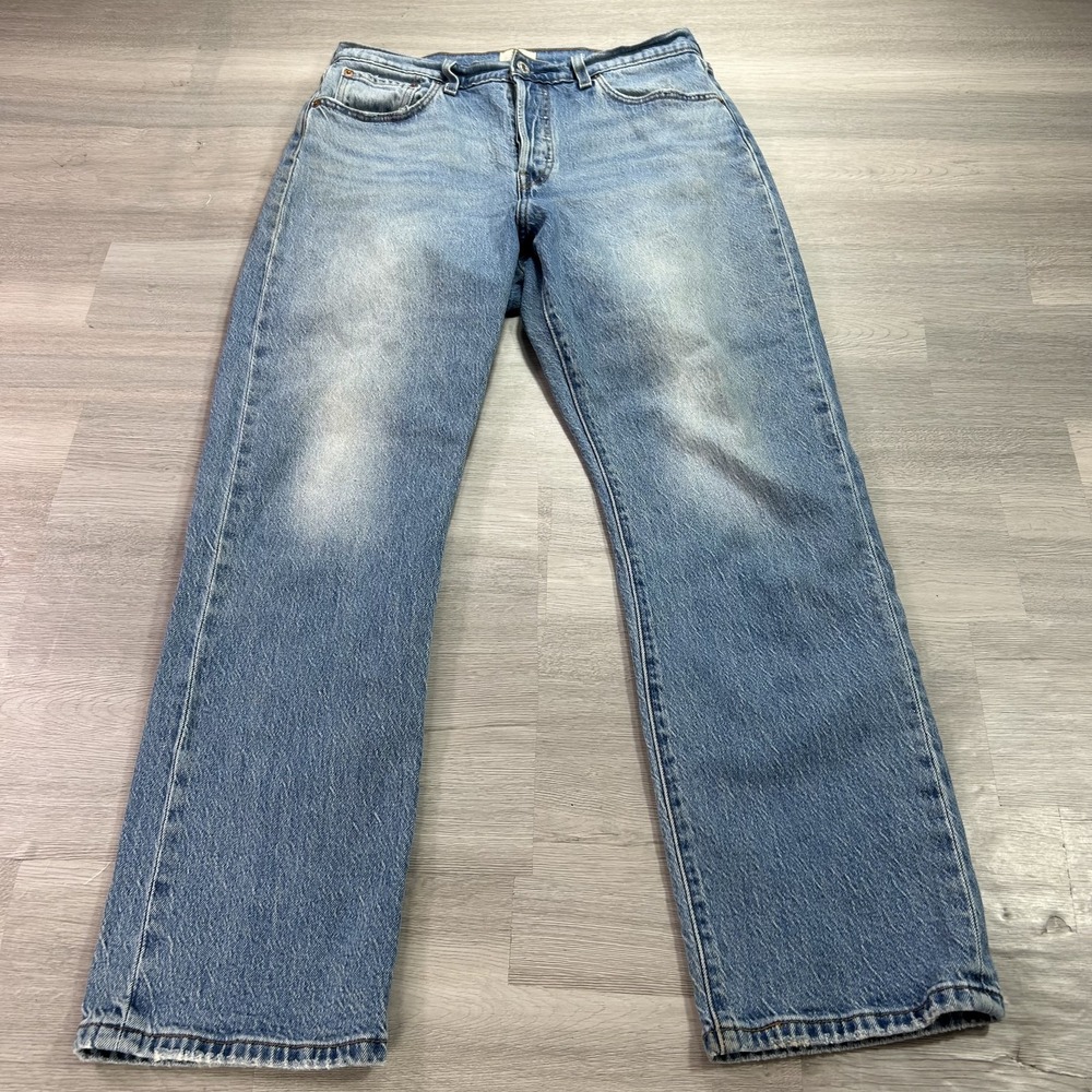 Levis 501 Curve Jeans Womens 31x30 High Rise Straight Distressed Stretch Denim